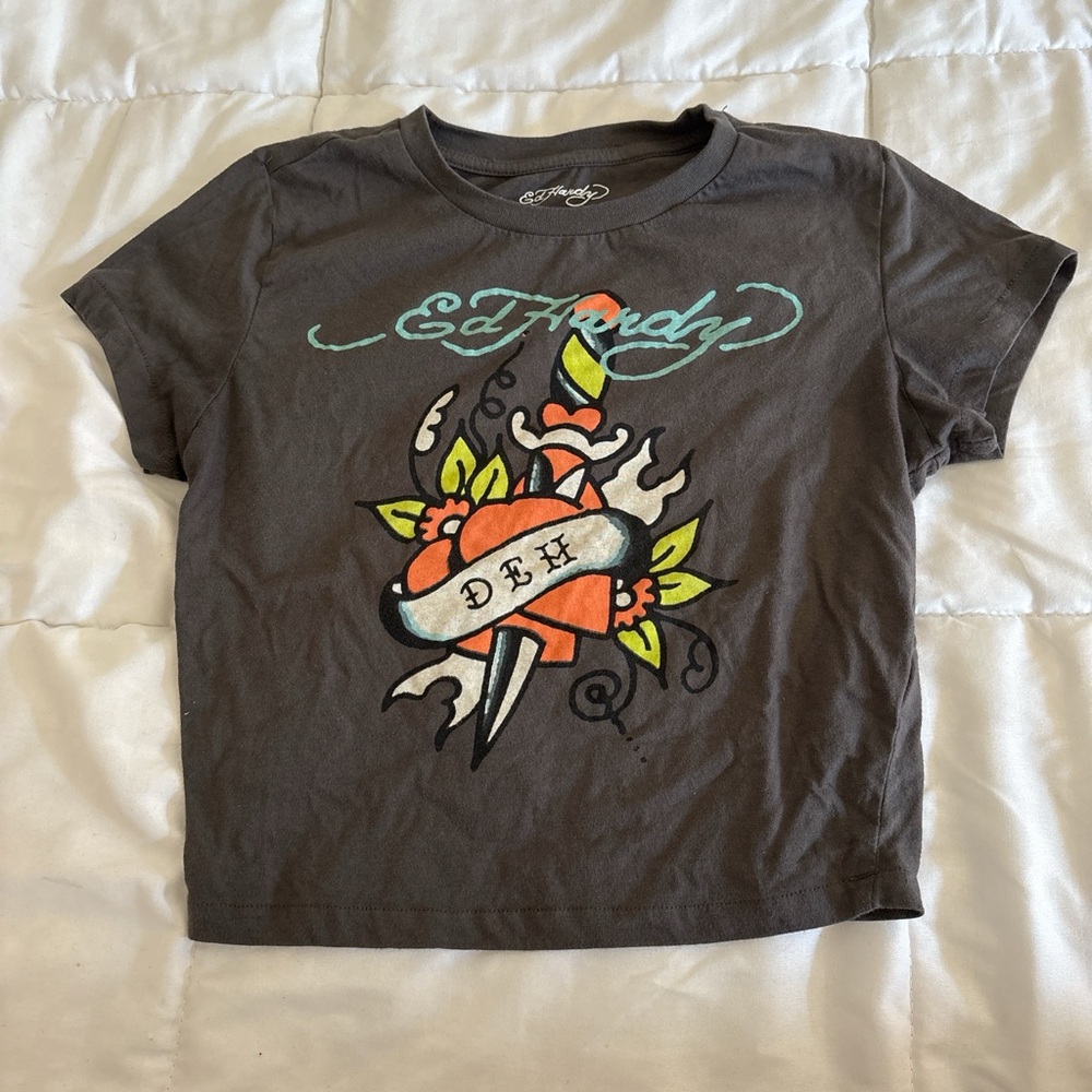Ed Hardy Kids Tattoo Graphic Tee - Charcoal
